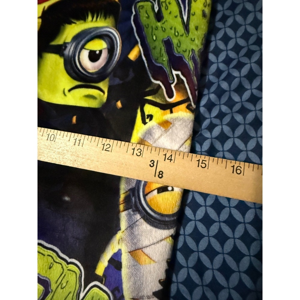 Reversible Minions Halloween Plush Tote Bag Fuzzy Lime Green Trick or Treat - Picture 6 of 15